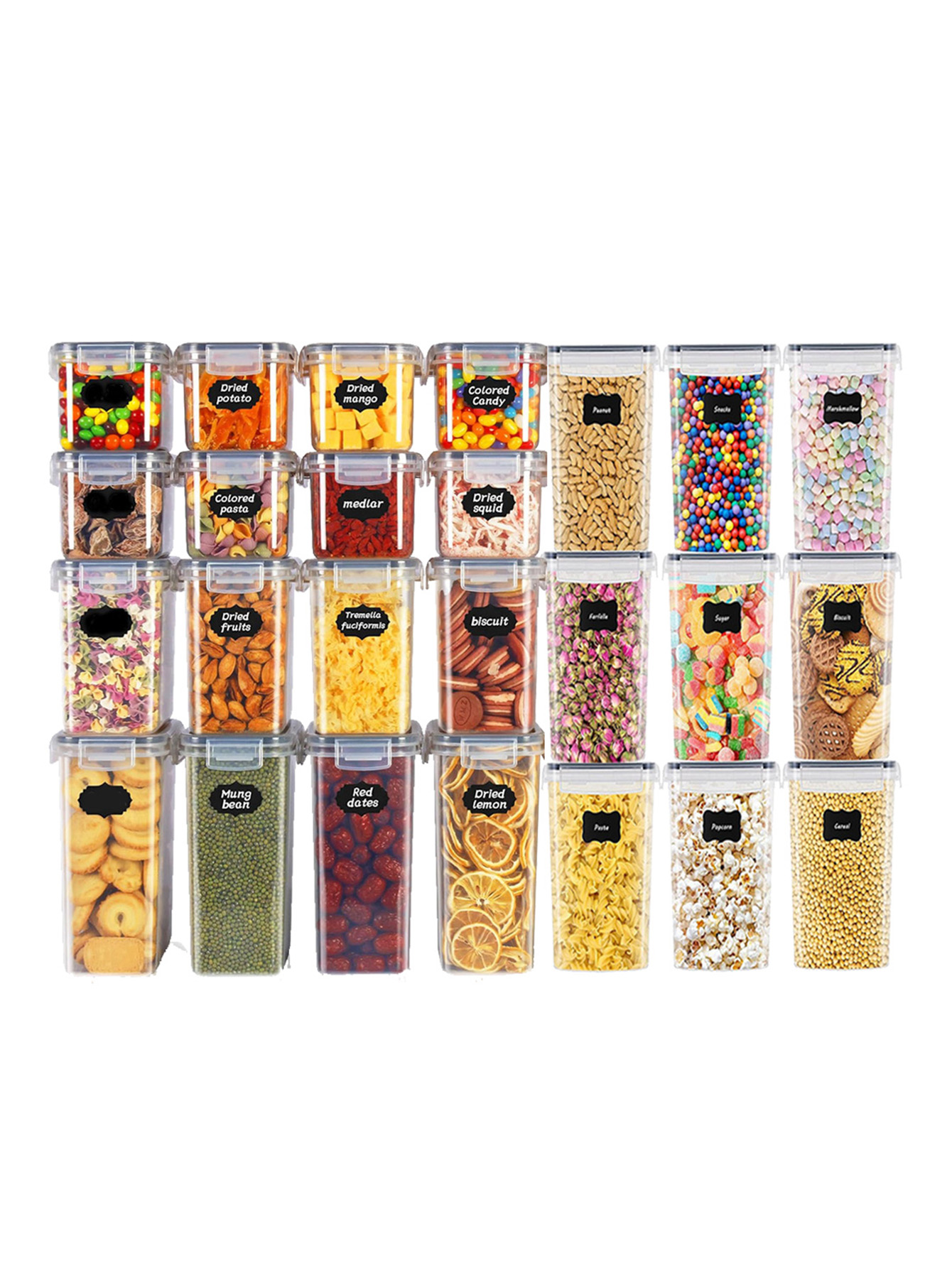 Food Storage Labels - 48 Stück, Versiegelte Lebensmittelbehälter mit Deckeln,